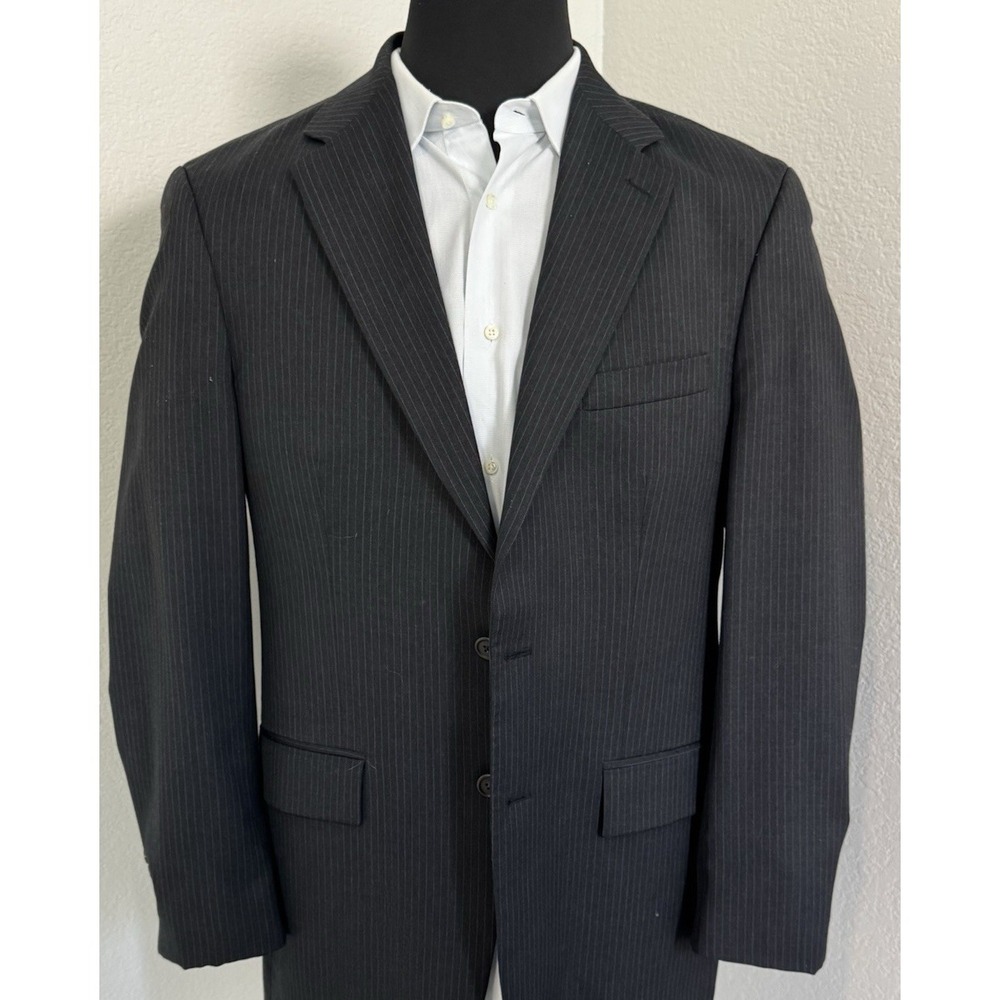 Lauren Ralph Lauren Blazer Mens 42T Wool Cashmere‎ Black Blue Pinstripe - Picture 5 of 16